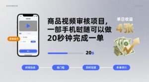 商品视频审核项目,一部手机随时随地都可以做,20秒钟完成一单,单日收益 4张【揭秘】-赚金金-技能学习分享