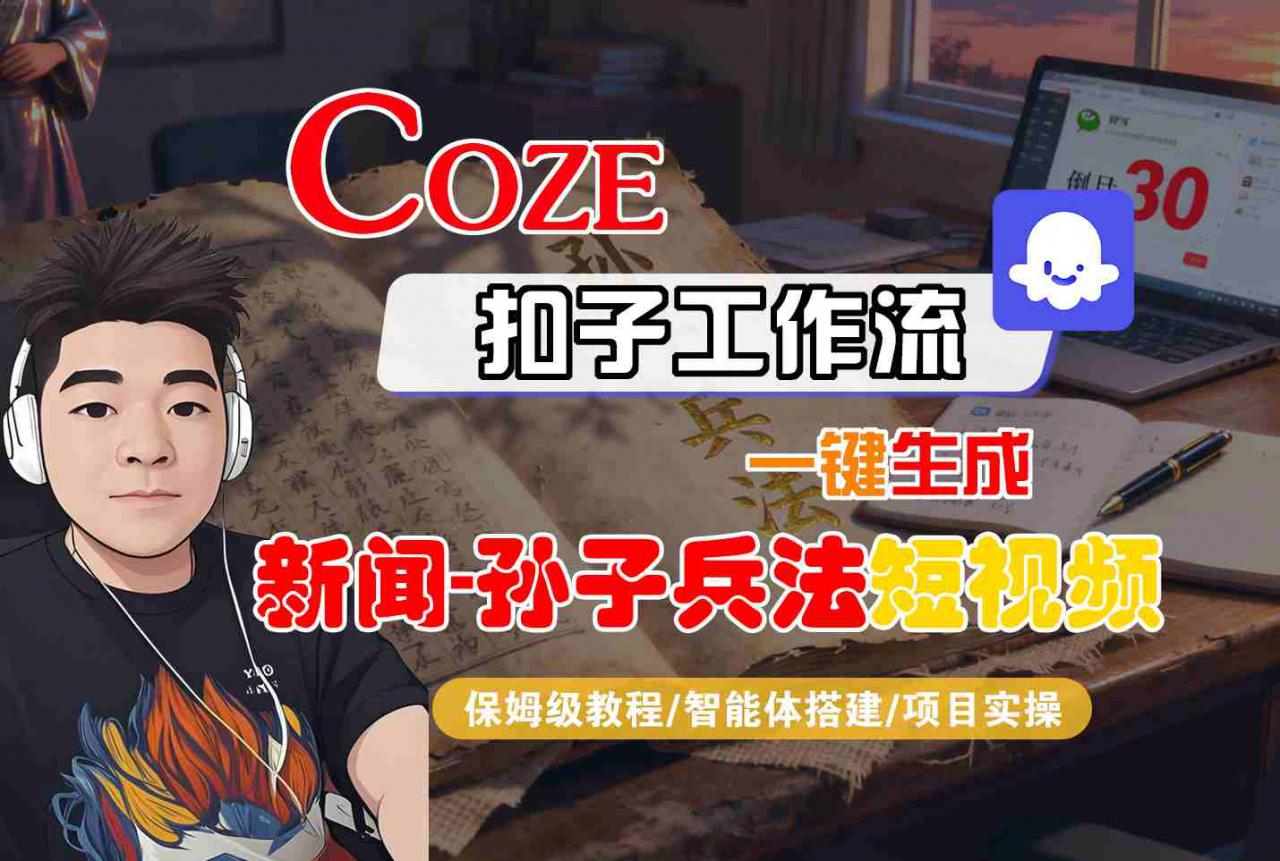 Coze扣子智能体工作流一键生成“新闻-孙子兵法“短视频，全流程保姆级教学-赚金金-技能学习分享