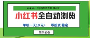 小红书全自动浏览项目,零投资,全程手机去跑,单账号一天10米+,可无限矩阵去做【揭秘】-赚金金-技能学习分享