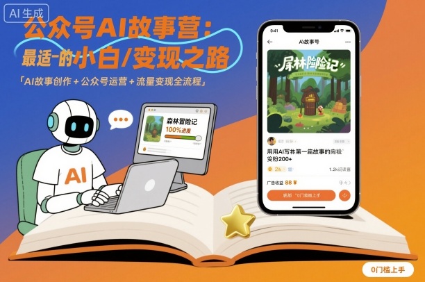公众号ai故事营，最适合小白的自媒体变现之路-赚金金-技能学习分享