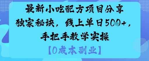 最新小吃配方项目分享独家秘诀，线上单日5张，手把手教学实操-赚金金-技能学习分享