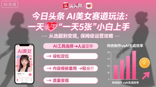 今日头条AI美女赛道玩法，一天轻松5张，小白轻松上手-赚金金-技能学习分享