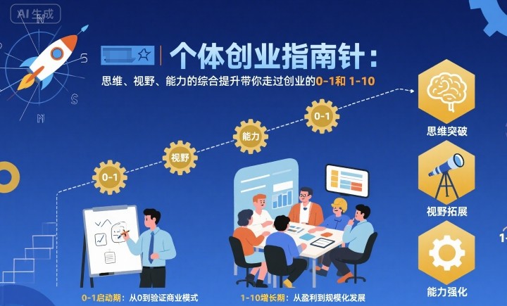 个体创业指南针，思维、视野、能力的综合提升带你走过创业的0-1和1-10【音频】-赚金金-技能学习分享