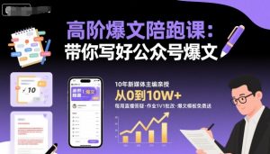高阶爆文陪跑课,带你写好公众号爆文-赚金金-技能学习分享