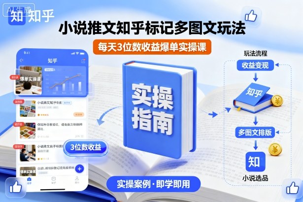小说推文知乎标记多图文玩法，每天3位数收益爆单实操课-赚金金-技能学习分享