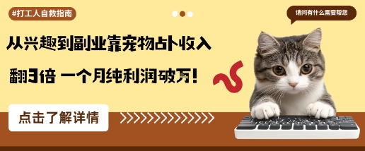 从兴趣到副业靠宠物占卜收入翻3倍一个月纯利润破W-赚金金-技能学习分享