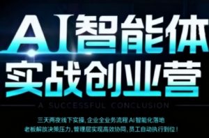 AI智能体实体战创业营(深圳9月23-25日),多维度助力老板、管理层、员工提升效能-赚金金-技能学习分享