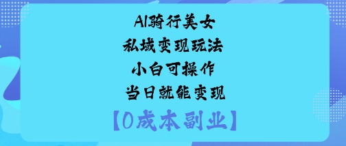 AI骑行美女私域变现玩法小白可操作当日就能变现-赚金金-技能学习分享