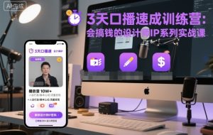 3天口播速成训练营,会搞钱的设计师IP系列实战课-赚金金-技能学习分享