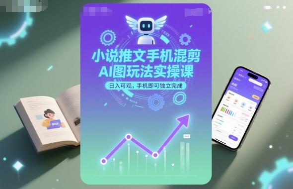 小说推文手机混剪AI图玩法实操课，日入可观，手机即可独立完成-赚金金-技能学习分享