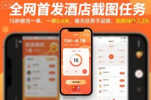 全网首发酒店截图任务,15秒做完一单,一单0.6米,每天任务不设限,矩阵操作日入3张【揭秘】-赚金金-技能学习分享