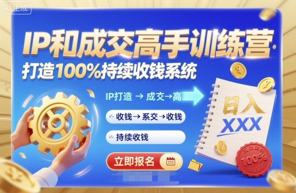 带你成为IP和成交高手的训练营，打造100%持续收钱系统-赚金金-技能学习分享
