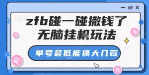 zfb碰一碰撒钱了,无脑挂机玩法,单号最低能搞大几张【揭秘】-赚金金-技能学习分享