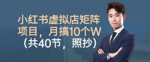 小红书虚拟店矩阵项目,照抄照做,月搞1W+(共40节)-赚金金-技能学习分享