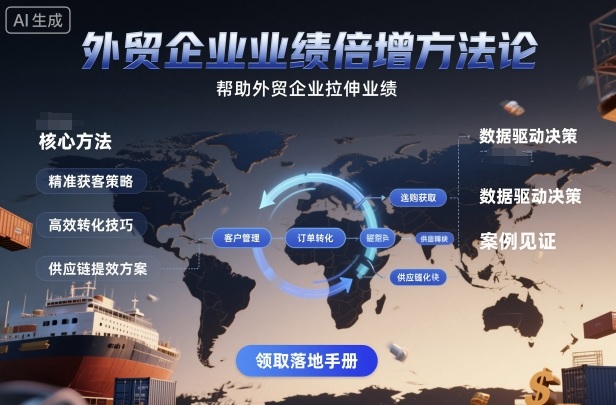 外贸企业业绩倍增方法论，帮助外贸企业拉伸业绩-赚金金-技能学习分享