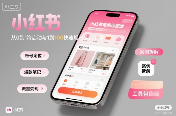 小红书电商运营课：从0到1冷启动与1到100快速增长实战教学-赚金金-技能学习分享