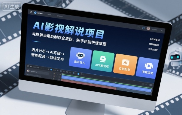 AI影视解说项目，电影解说爆款制作全流程，新手也能快速掌握-赚金金-技能学习分享