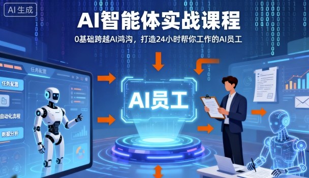 Ai智能体实战课程，0基础跨越Ai鸿沟，打造24小时帮你工作的Ai员工，打破常规，以实战定义Ai-赚金金-技能学习分享