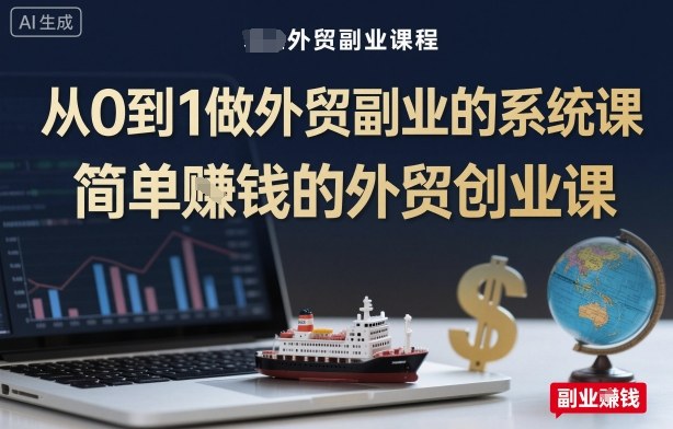 从0到1做外贸副业的系统课，简单賺钱的外贸创业课-赚金金-技能学习分享
