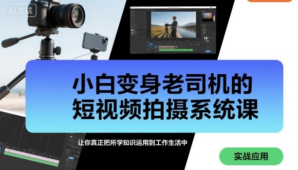 小白变身老司机的短视频拍摄系统课，让你真正把所学知识运用到工作生活中-赚金金-技能学习分享