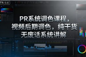 PR系统调色课程,视频后期调色,纯干货无废话系统讲解-赚金金-技能学习分享