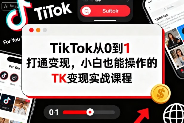 TikTok从0到1打通变现，小白也能操作的TK变现实战课程-赚金金-技能学习分享
