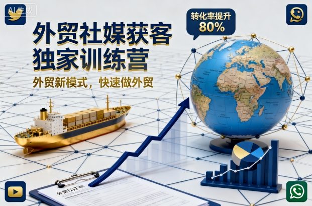 外贸社媒获客独家训练营，外贸新模式，快速做外贸-赚金金-技能学习分享