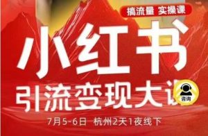 小红书引流变现7月线下大课,一次性讲透小红书笔记、矩阵、投放、引流、转化的全流程SOP-赚金金-技能学习分享