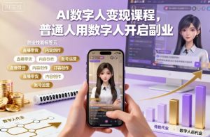 AI数字人变现课程,普通人用数字人开启副业-赚金金-技能学习分享