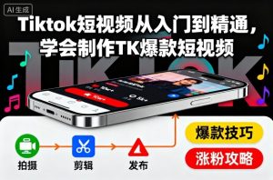 Tiktok短视频从入门到精通,学会制作TK爆款短视频-赚金金-技能学习分享