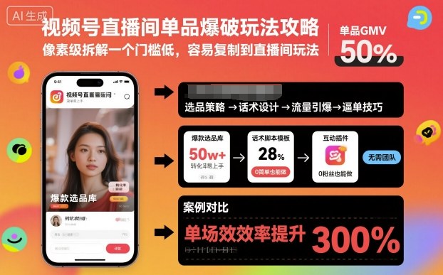 视频号直播间单品爆破玩法攻略，像素级拆解一个门槛低，容易复制到直播间玩法-赚金金-技能学习分享