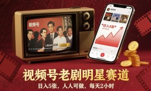 视频号老剧明星赛道,日入5张,人人可做,每天2小时-赚金金-技能学习分享