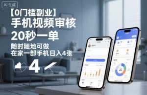 【0门槛副业】手机视频审核,20秒一单,随时随地可做,在家一部手机日入4张【揭秘】-赚金金-技能学习分享
