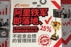 阿里铁军即落地、可复制的销售管理技能,不能拿业绩的管理技能都在扯淡-赚金金-技能学习分享