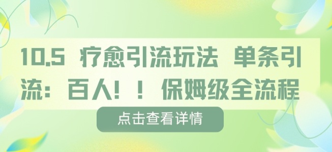 疗愈引流玩法，单条引流百人，保姆级全流程-赚金金-技能学习分享