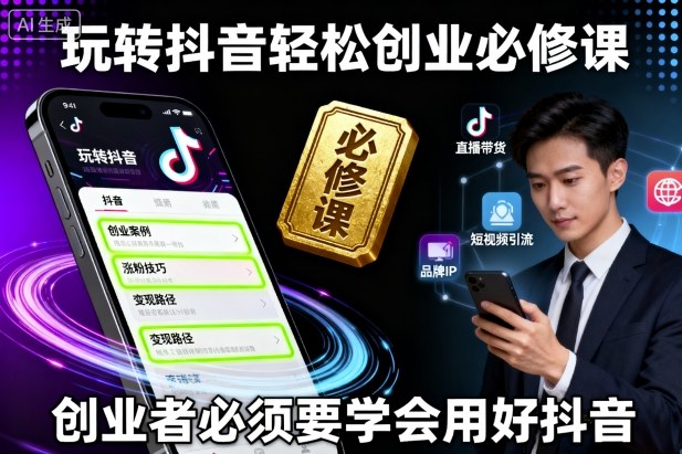 玩转抖音轻松创业必修课，创业者必须要学会用好抖音-赚金金-技能学习分享