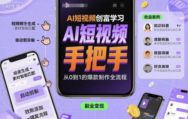 AI短视频创富学习，手把手教会你制作AI短视频-赚金金-技能学习分享