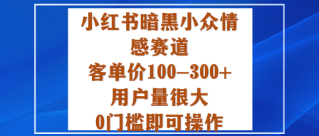 小红书暗黑小众情感赛道，客单价100-300+用户量很大，0门槛即可操作-赚金金-技能学习分享