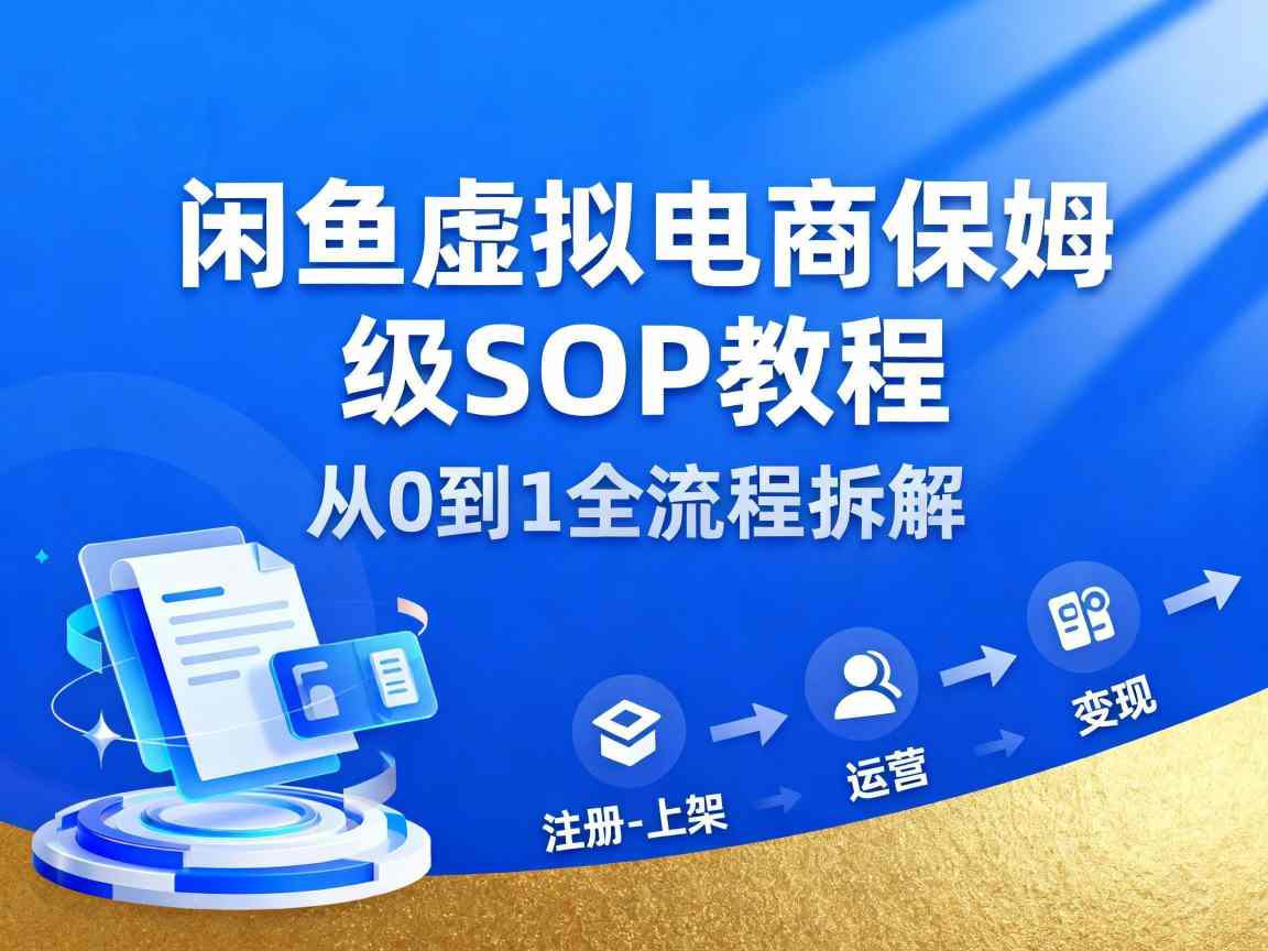 闲鱼虚拟电商,月入轻松过1W,保姆级SOP教程-赚金金-技能学习分享
