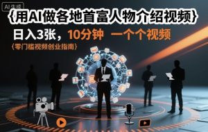 用AI做各地首富人物介绍视频，日入3张，10分钟一个视频-赚金金-技能学习分享