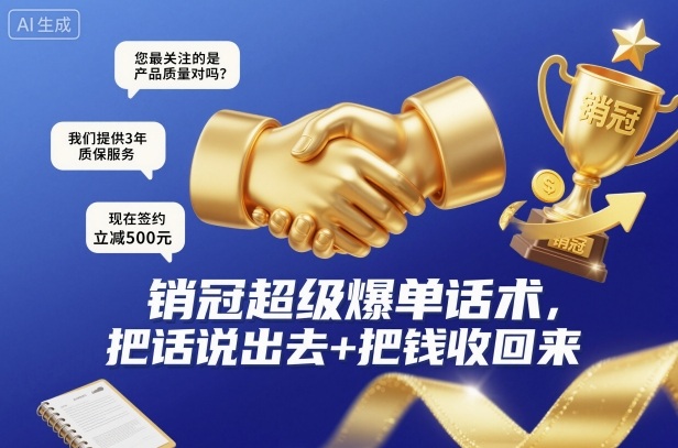 销冠超级爆单话术，把话说出去+把钱收回来-赚金金-技能学习分享