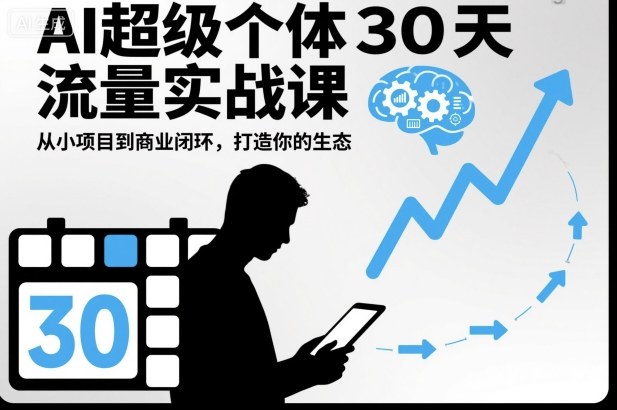 AI超级个体30天流量实战课，从小项目到商业闭环，打造你的生态-赚金金-技能学习分享