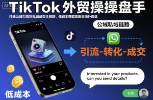 TikTok外贸操盘手，打通公域引流到私域成交全链路，低成本获取高质量海外询盘-赚金金-技能学习分享