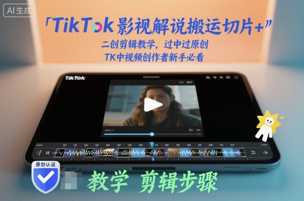 TikTok影视解说搬运切片+二创剪辑教学，过中过原创，TK中视频创作者新手必看-赚金金-技能学习分享
