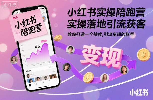 小红书实操陪跑营，实操落地引流获客，教你打造一个持续引流变现的账号-赚金金-技能学习分享