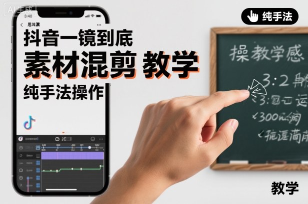 抖音一镜到底素材混剪教学，纯手法操作-赚金金-技能学习分享