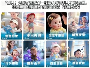 爆火!AI制作宝宝第一视角科学育儿小知识视频,短短两月获赞百万的流量密码(详细教学)-赚金金-技能学习分享