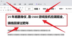 25年底翻身仗，靠CSGO游戏挂G捡漏掘金，搞钱回家过肥年【揭秘】-赚金金-技能学习分享