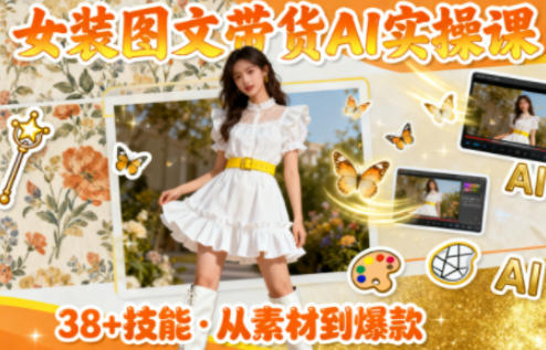 女装图文带货的AI实操课，覆盖38个实用技能，快速提升素材制作效率-赚金金-技能学习分享