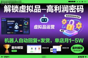 解锁虚拟品高利润密码:机器人自动回复+发货,单店月1-5W【揭秘】-赚金金-技能学习分享